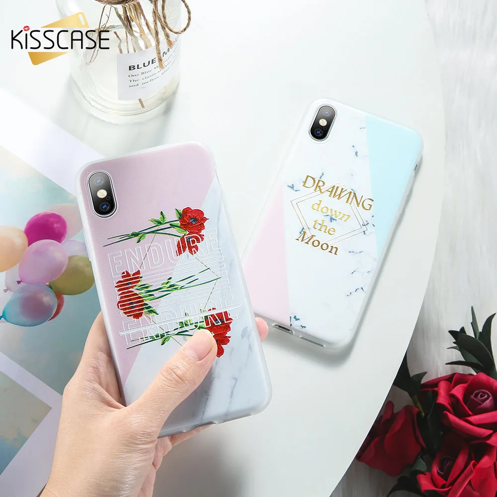 KISSCASE Stitching Marble Case For iPhone X XS 7 8 6 6s Plus Soft Silicone Phone 5s 5 SE XR Max Coque |