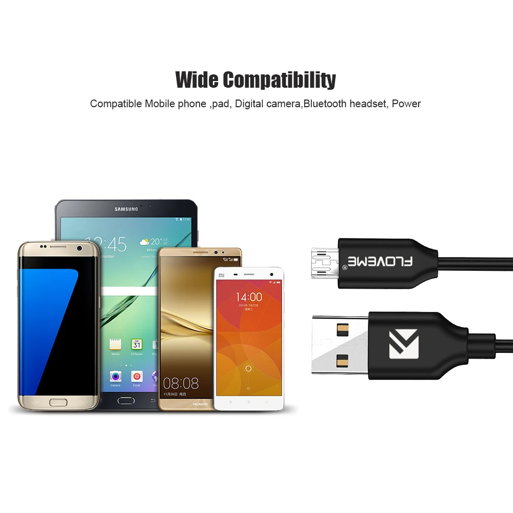 FLOVEME QC 3 0 Быстрая зарядка USB кабель для samsung Xiaomi Huawei HTC Android 1 м Micro двусторонний