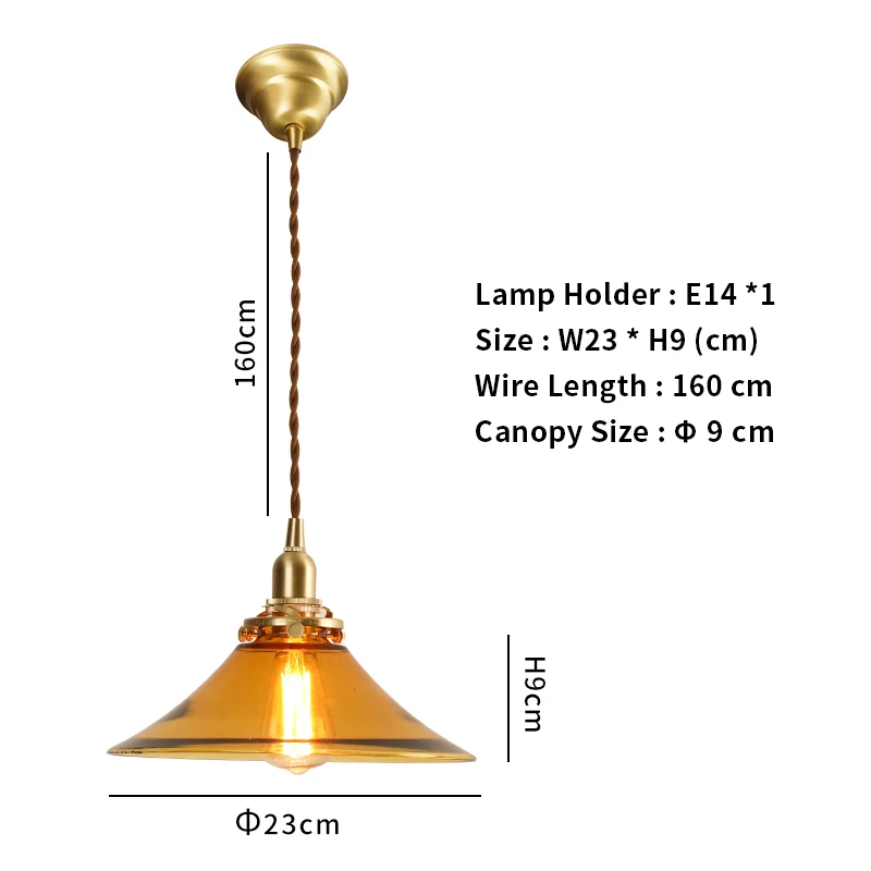 EL винтажная стеклянная латунная подвеска лампа в форме трубы для спальни