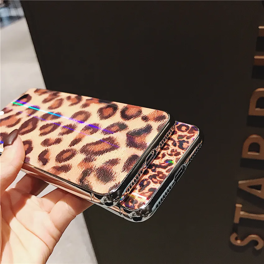 Аврора Гальваническое стекло леопардовый узор для iphoneXS Max 6 7 8 чехол мобильного