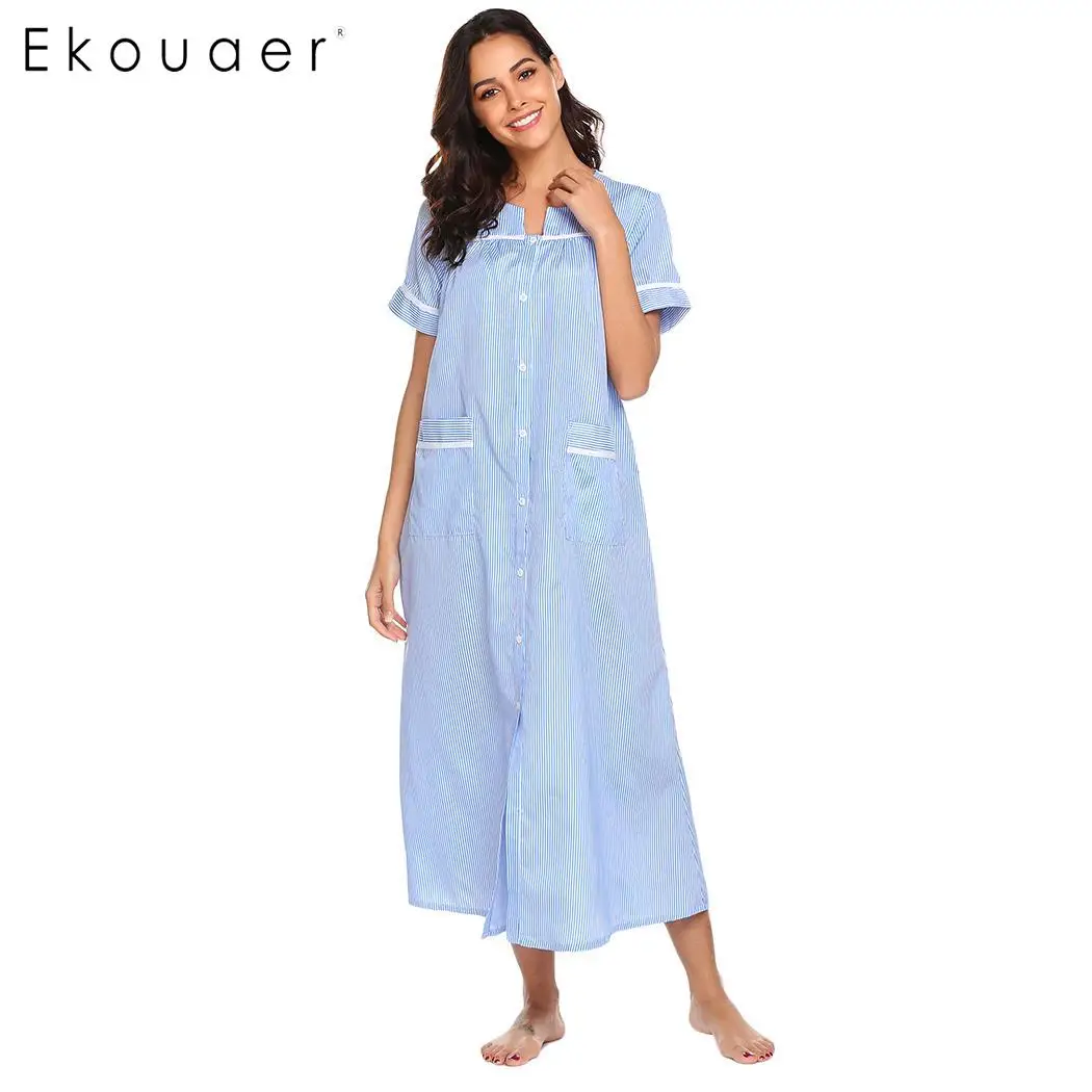 Ekouaer сорочка ночнушки ночная рубашка женская повседневная с коротким рукавом