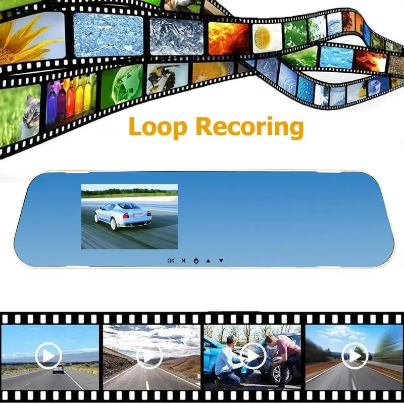 VODOOL V40 3.8in двойной объектив HD 1080P Автомобильное зеркало заднего вида DVR камера g