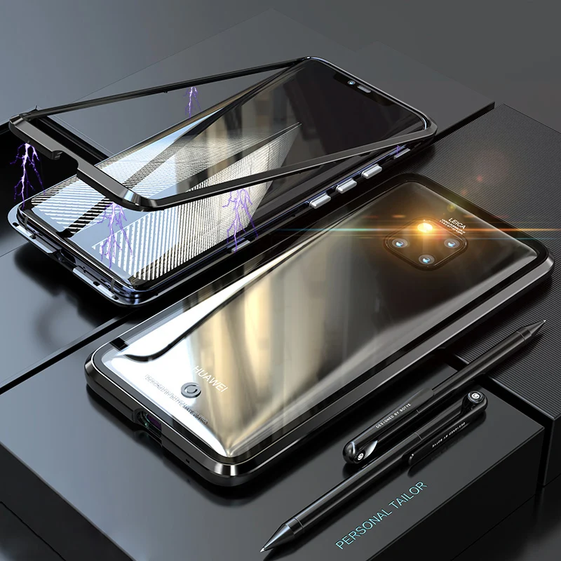 Чехол для Huawei Mate 20 Pro роскошный магнитный металлический бампер с задней