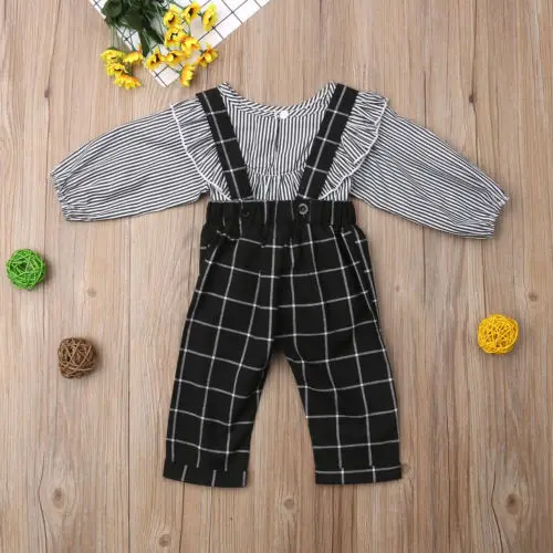 2019 г. весенний комплект одежда для маленьких девочек одежды футболка топы в