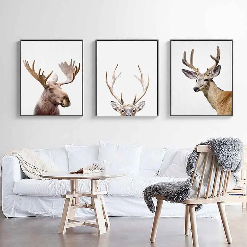 Питомник Moose рисунок оленя на холсте Kawaii настенный художественный постер с