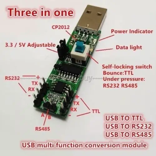 DYKB 3в1 USB к RS232 TTL RS485 модуль последовательного порта CP2102 Поддержка 5 в 3 В 232 485