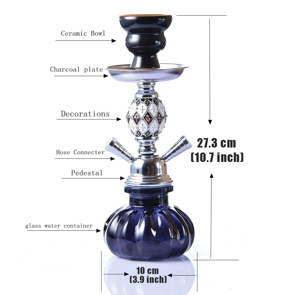 High Quality Glass Hookah Set With Double Hoses Ceramic Bowl Charcoal Tongs Sheesha Narguile Chicha Small Portable Shisha |