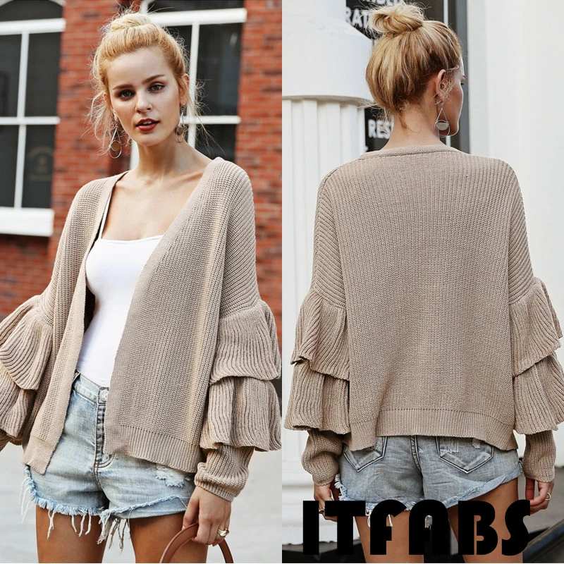 Женский вязаный свитер с длинным рукавом трикотажное пальто куртка Casua джемпер