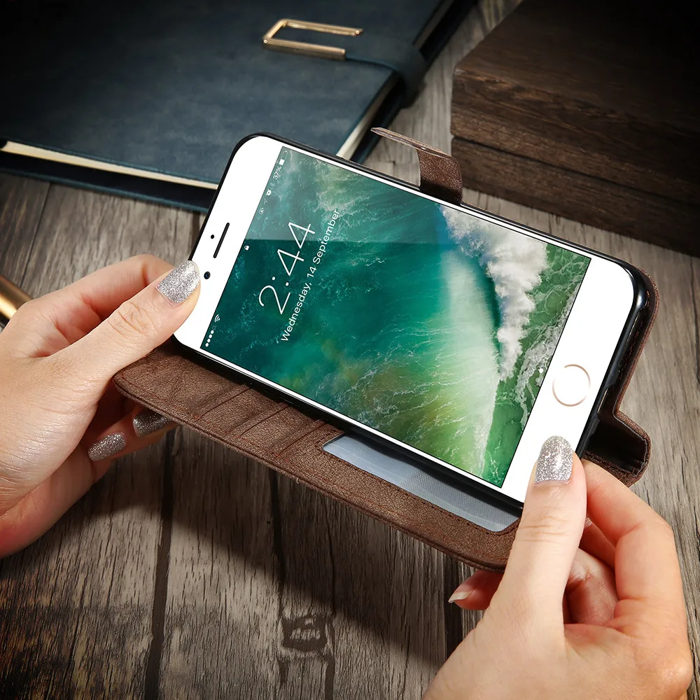 KISSCASE матовый чехол из искусственной кожи для iPhone 6 6s флип телефона кошелек с