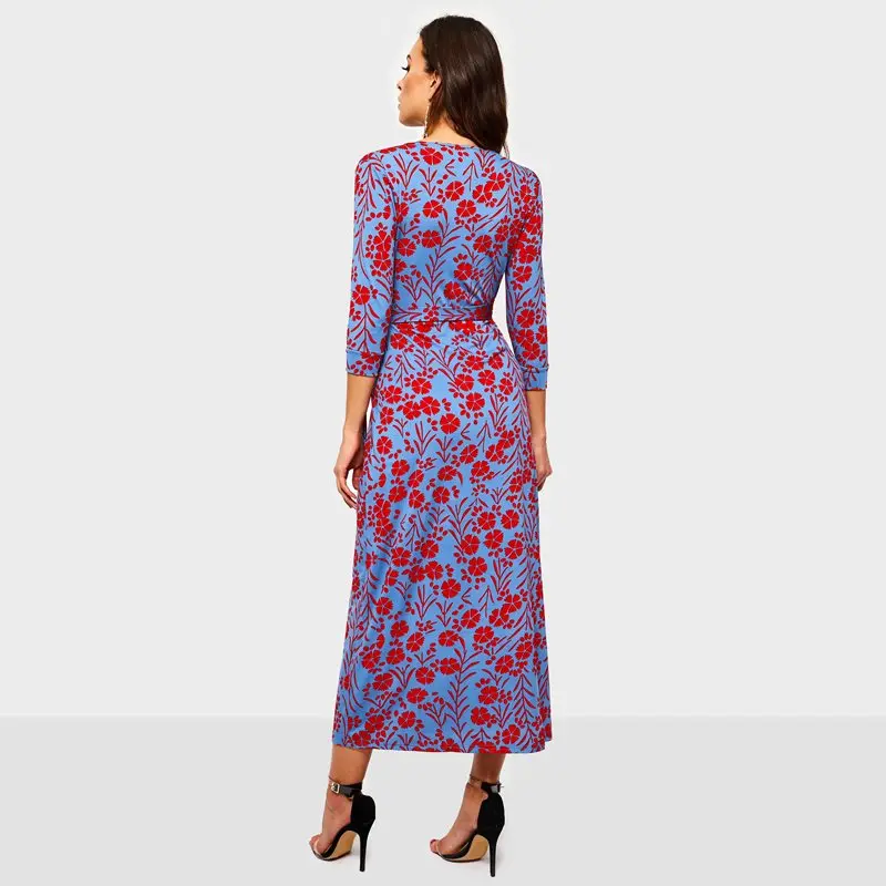 Для женщин Цветочный принт элегантное платье макси со шнуровкой Весна Boho