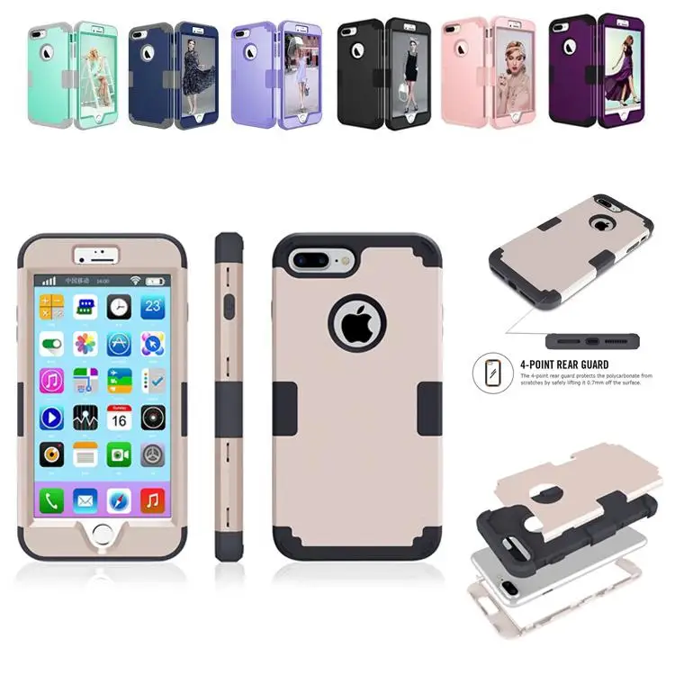 For iPhone 8 Plus Heavy Duty Armor Shockproof Hybrid Tough Hard Case Cover |