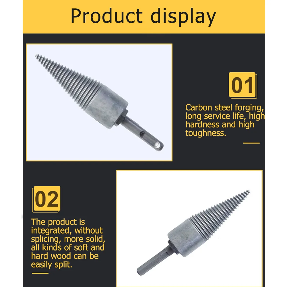 

Small Type Splitting Bit Fast Wood Splitting Rural Safe Wood Breaker Tool Efficient Splitting Wood Cone Driver Firewood Cut Tool