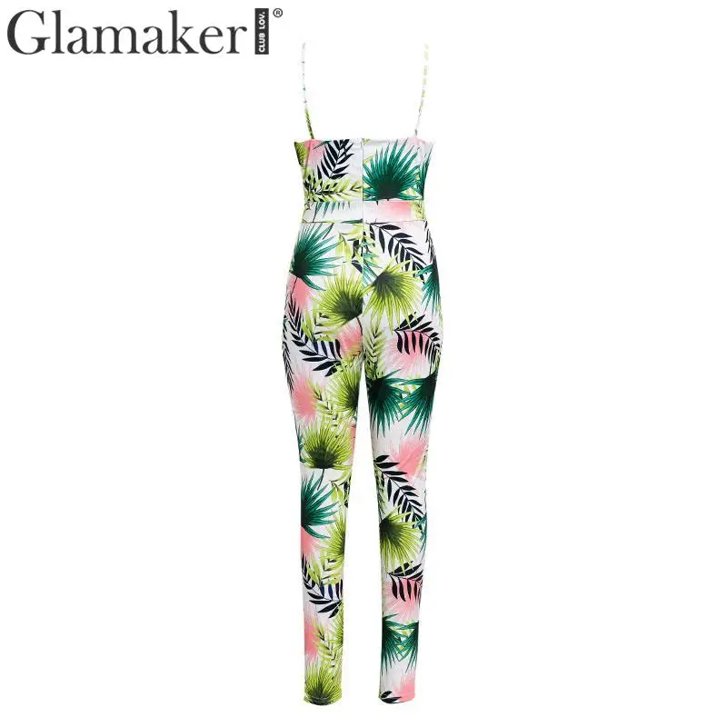 Женский комбинезон с цветочным принтом Glamaker облегающий пляжный завышенной