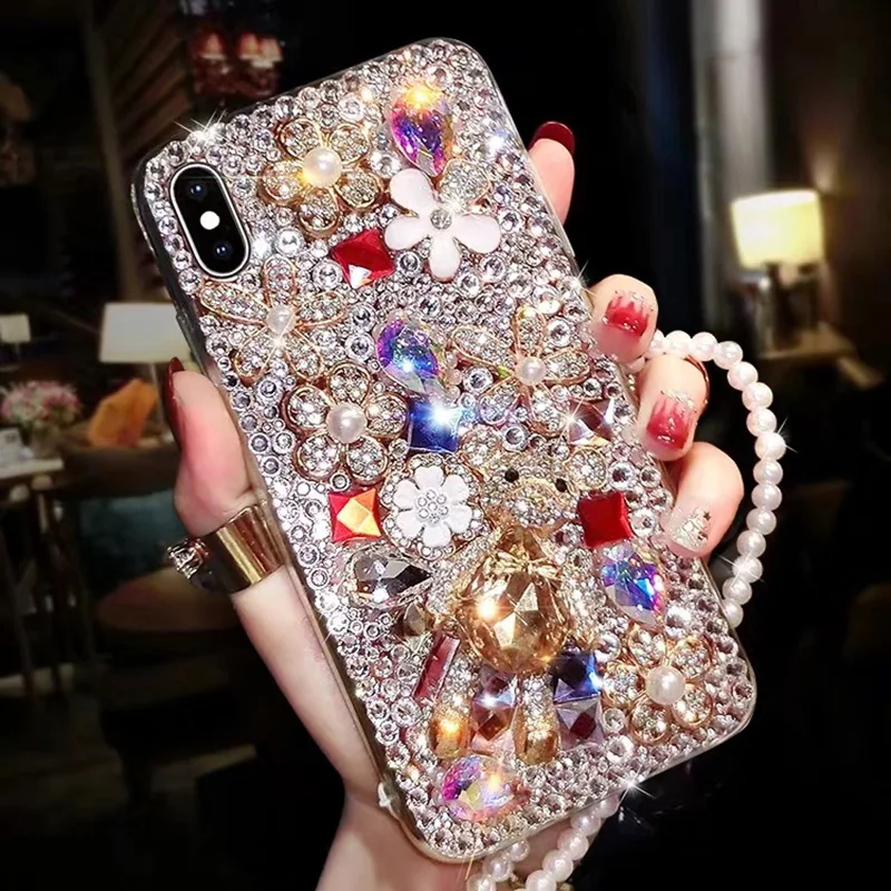 3D Мишка драгоценный камень Полный алмаз шикарные Чехлы для Samsung A30 A50 M10 M20 A8 2018