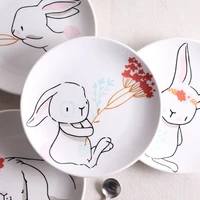 cute cartoon rabbit ceramic plate nordic style cake dinner dish creative bone porcelain cattle drainage fruit plate dessert dish