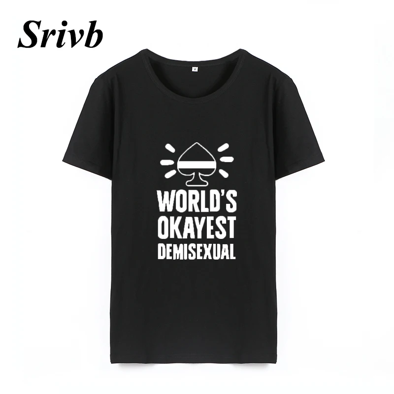 Женская футболка с коротким рукавом Srivb World's Okayest Demisexual Kawaii Tumblr модная из хлопка