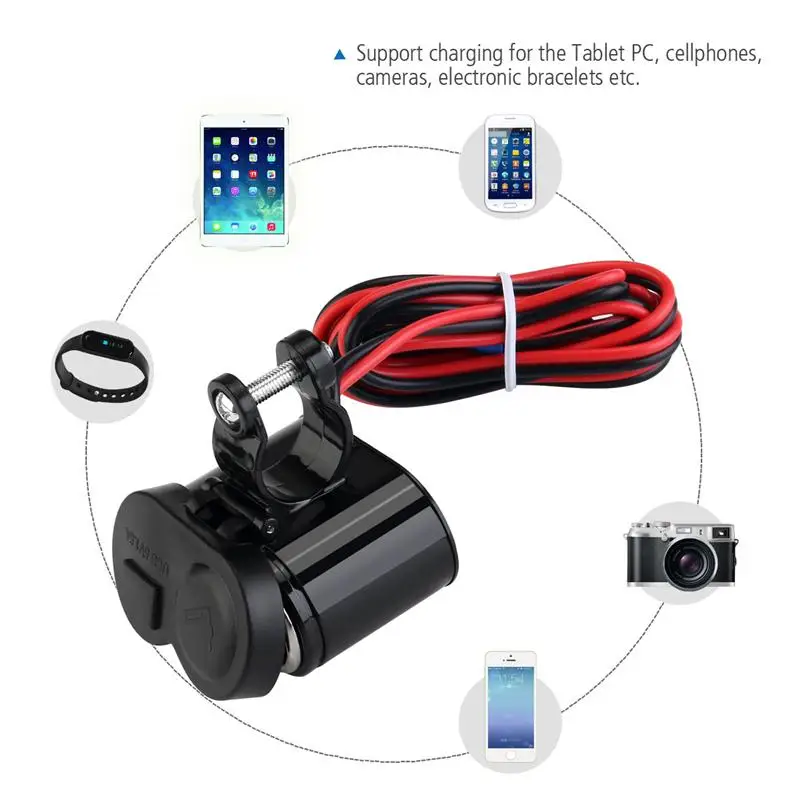 VORCOOL 12 24V мотоцикл USB порт питания прикуриватель зарядное устройство для