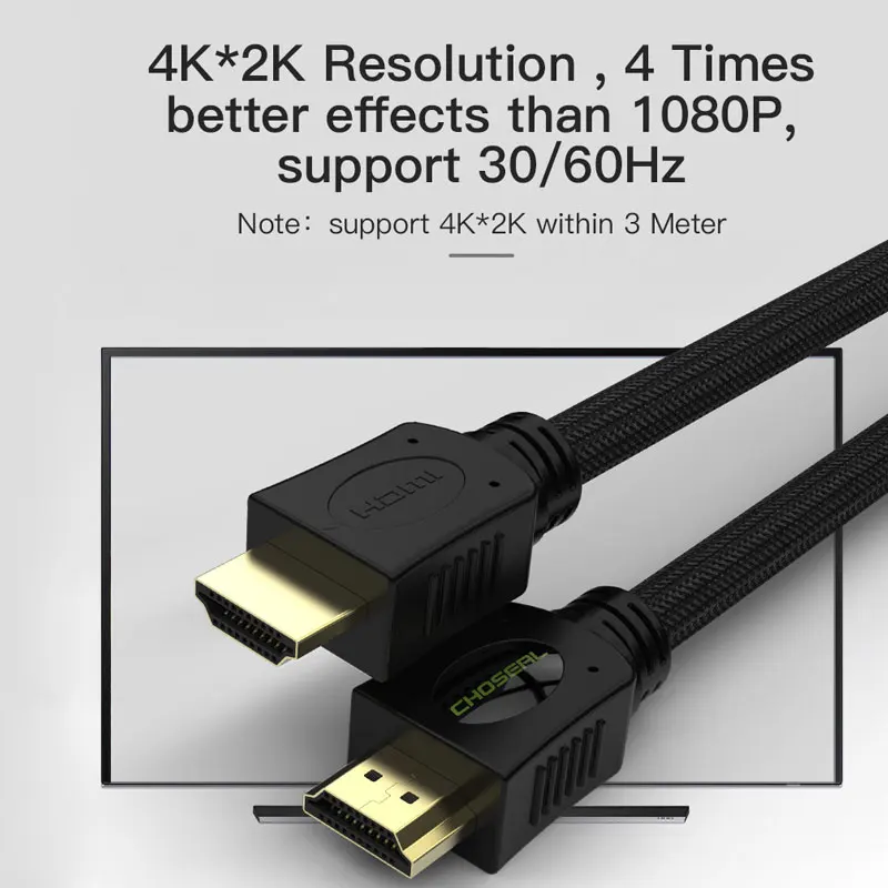 HDMI кабель CHOSEAL 2 0 4K * 2K 3D для Xiaomi проектор PS4/PS3 ТВ приставка Blu Ray плеер шнур|Кабели