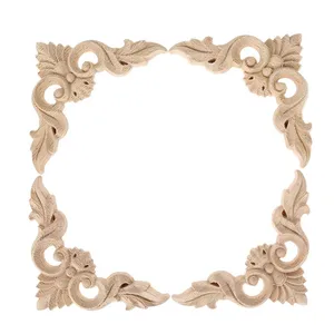 4 шт. домашний декор, танцующий кактус 8*8 см, деревянная резная угловая мебель, домашние украшения, Неокрашенная аппликация, Прямая поставка