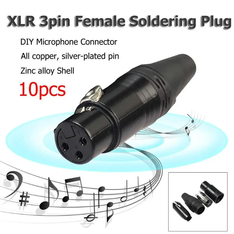 10 шт. DIY Микрофон XLR Сделано в Китае 3Pin Женский Соединительный кабель с разъемом