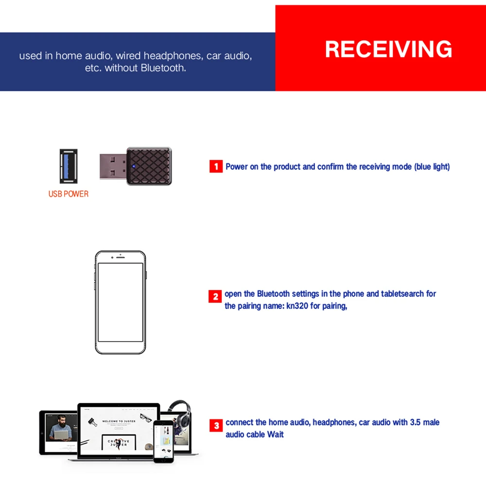 KEBIDU USB беспроводной Автомобильный Bluetooth 5 0 приемник и передатчик стерео аудио