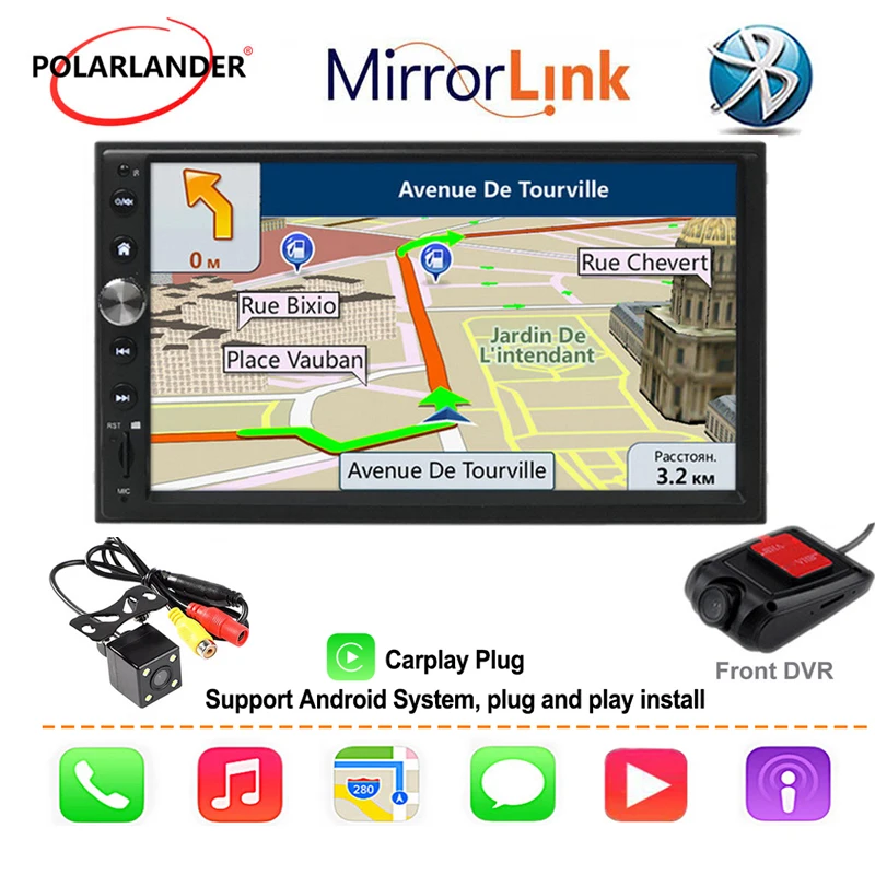 7 'ƈ DIN Автомобильный Радио сенсорный экран Камера заднего вида DVR gps Navi Зеркало
