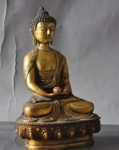 

Tibetan Buddhism Brass Gilt Medicine Buddha Sakyamuni Shakyamuni Statue