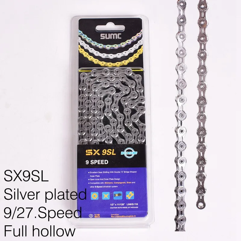 

Bicycle chain 9 speed mountain bike chain X9 Bike Chain X9EL 27S Gold for MTB/Road Bike for M4050 8 9 Speed 116L rainbow