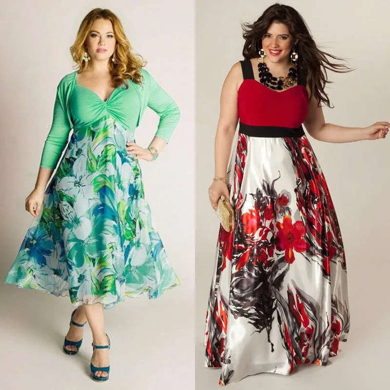 Женское длинное платье макси с цветочным принтом вечернее праздничное большого