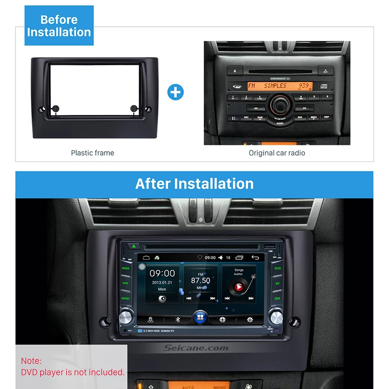 Оформление Seicane 2Din 173*98 178*100 178*102 мм автомобилей Радио Фризовая для 2010 FIAT STILO