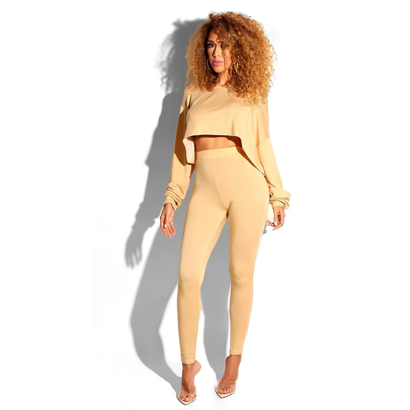 Женский спортивный костюм Свободный укороченный топ с длинными рукавами и