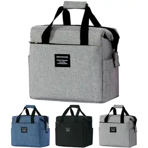 Портативная вместительная изолированная сумка для пикника, сумка для ланча для мужчин и женщин, сумка для еды с плечевым ремнем, цвет черный