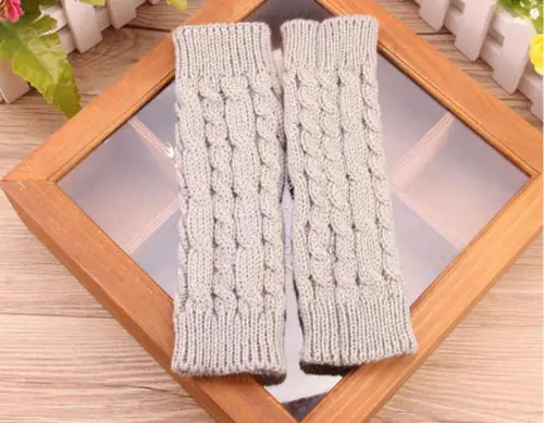 

Soft Mittens Arm Warmer Protected Women Mens Fingerless Knitted Long Gloves