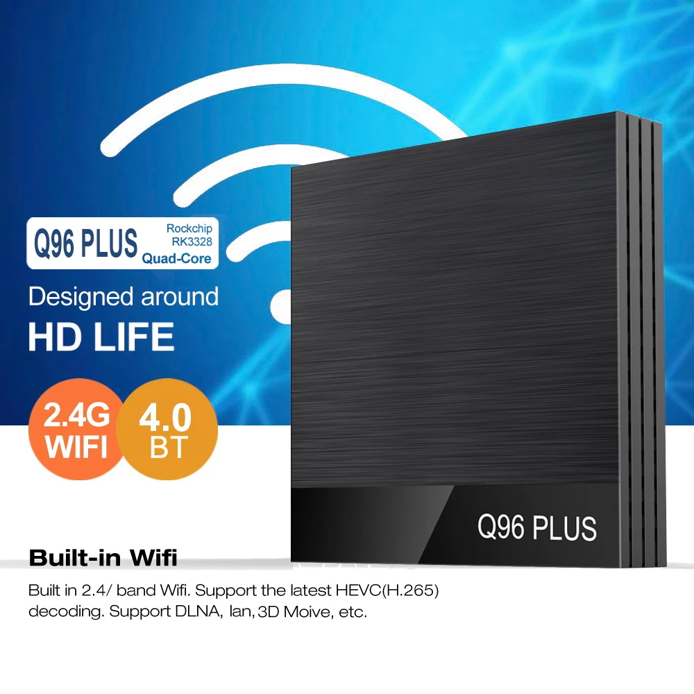 ТВ-приставка docooler Q96 PLUS Android 8 1 RK3328 4K телеприставка BT4 4 ГБ 32 Miracast DLNA Wi-Fi медиаплеер с