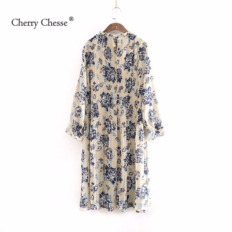 Cherry вое женское винтажное шифоновое платье с цветочным принтом прозрачными