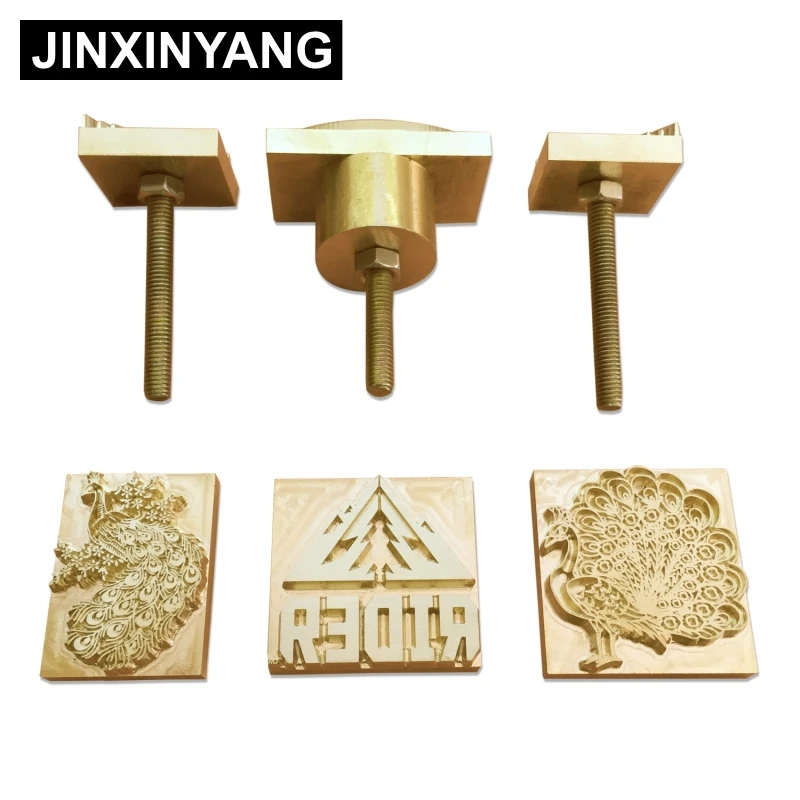 JINXINYANG заказной латунный логотип медная форма кожа резьба по дереву брендовая