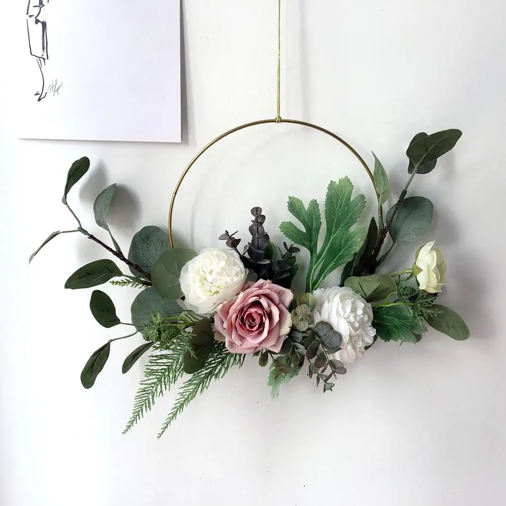 DIY Artificial Flower Garland Rose Wreath Home Wedding Garden Party Decor Hanging Door Heart Shaped Festival Flores | Дом и сад