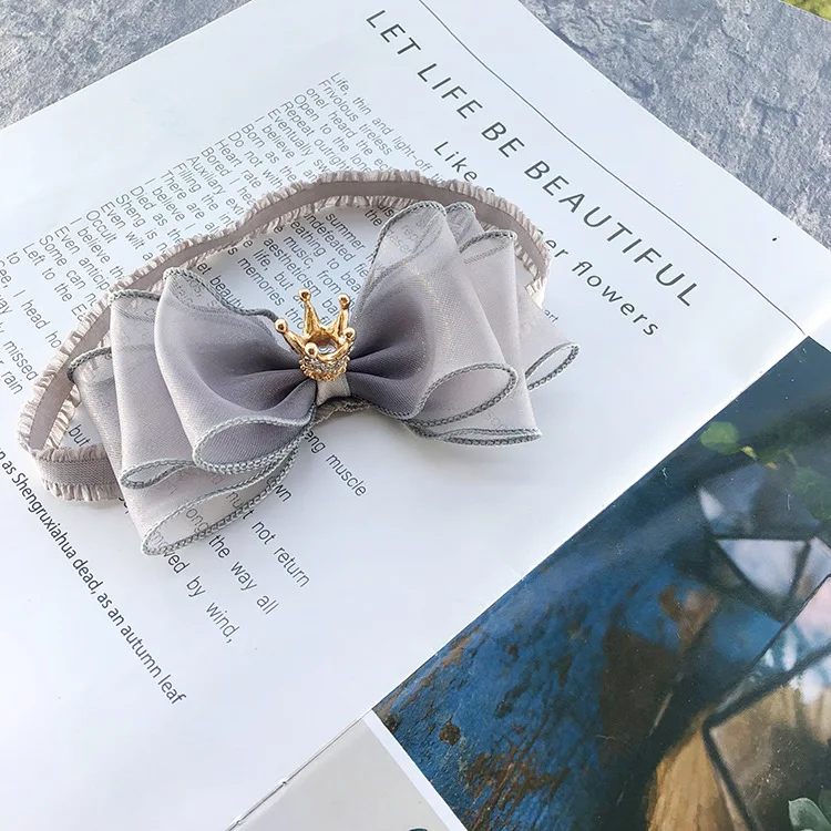 Hot Baby Girls Bowknot Crown Headband Lace Elastic Princess Flower Hair Band Headwear Accessories | Детская одежда и обувь