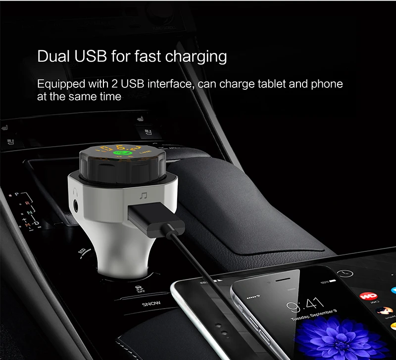 Беспроводной Bluetooth4.2 fm-передатчик MP3 плеер автомобиля Комплект fm-модулятор