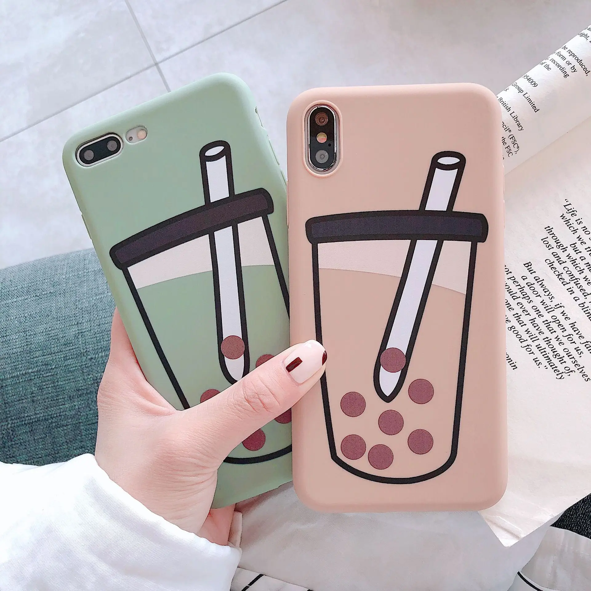 Милый чехол для телефона в Корейском стиле с рисунком молочного чая iPhone X Xs XR XSmax 7