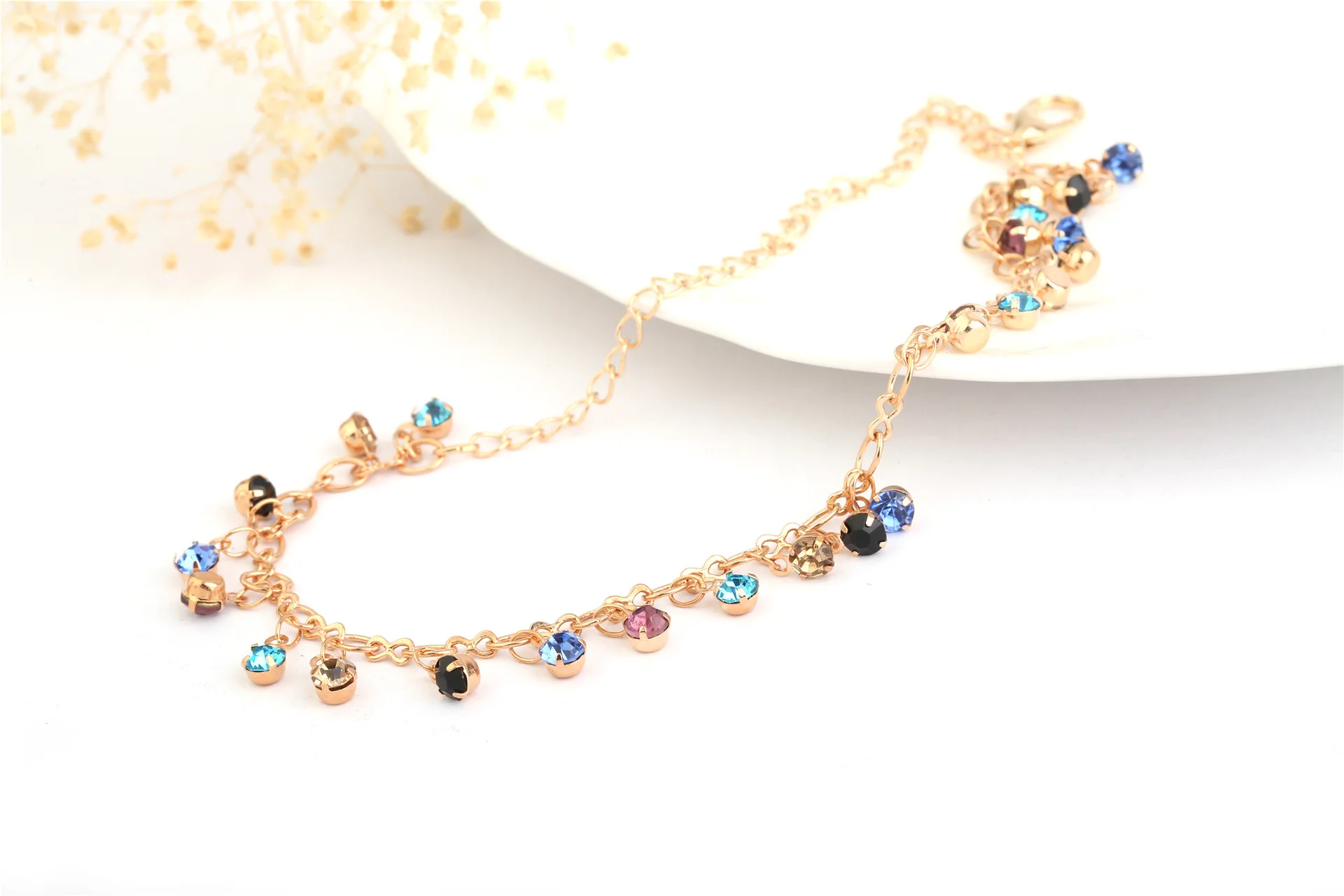

Trendy initial anklet Foot Jewelry Crystal Rhinestone boho women foot jewelry