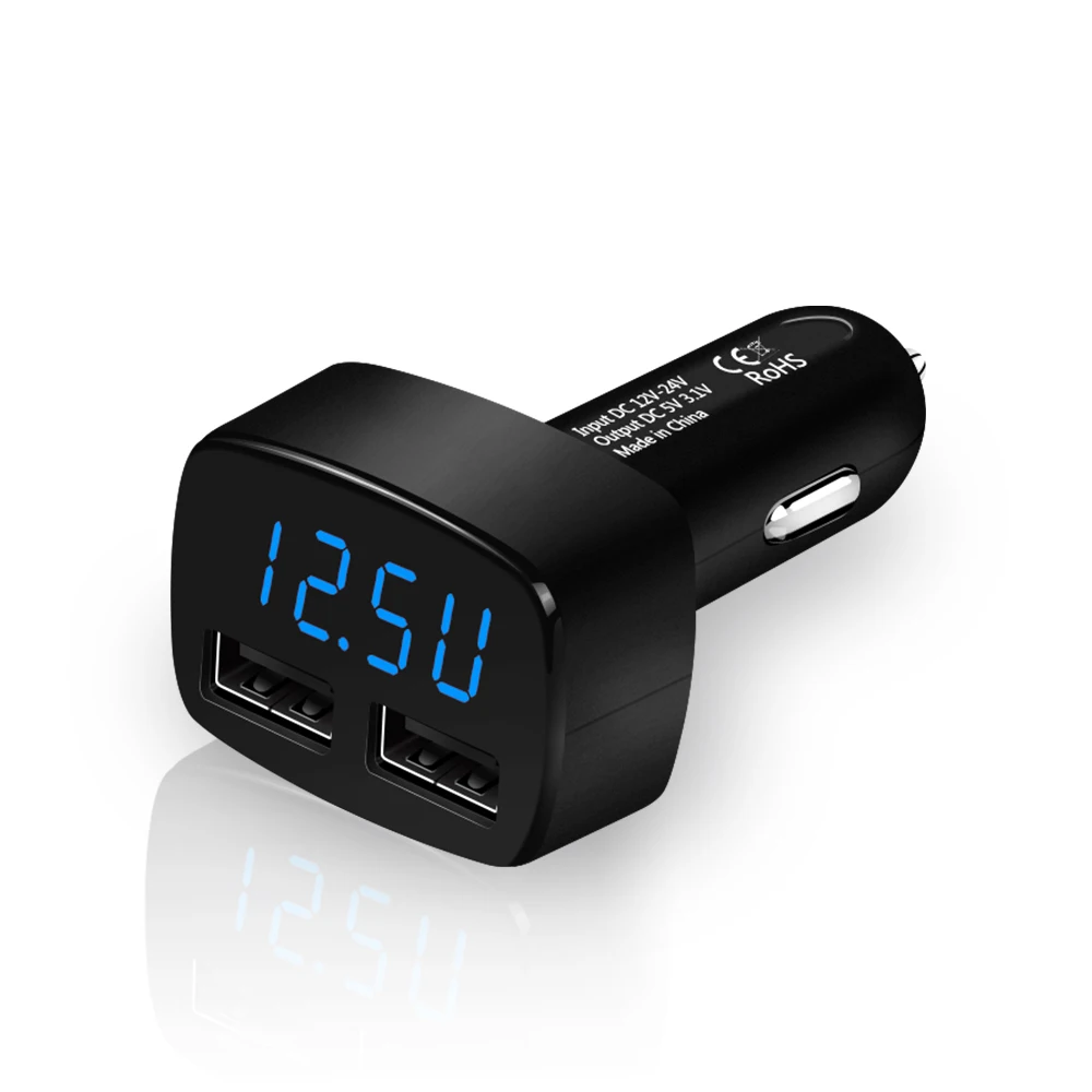 Автомобильное зарядное устройство Powstro 5 В 3 1 а с двумя USB портами светодиодный