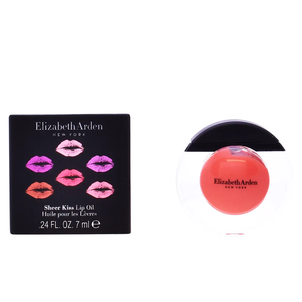 Прозрачная в форме губ с надписью Kiss Oil # coral Cares Elizabeth Arden 7 мл|Блеск для губ| |