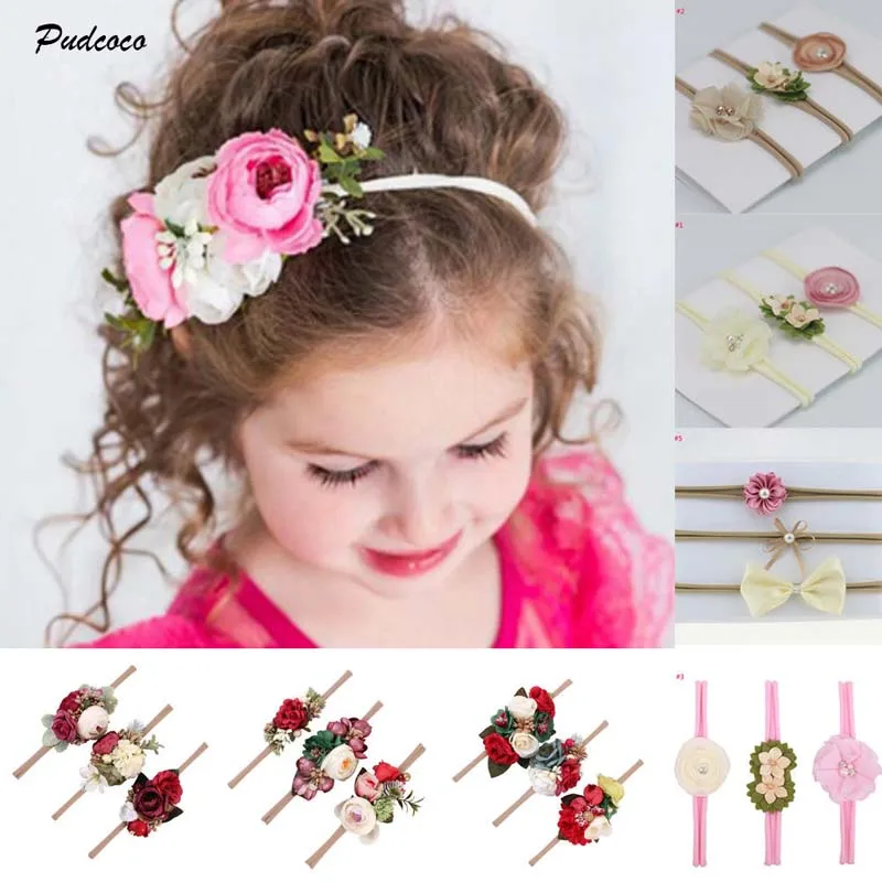 3PCS/Sets Kids Girls Baby Headband 2019 New Brand Toddler Princess Lace Bow Flower Hair Band Accessories | Детская одежда и обувь