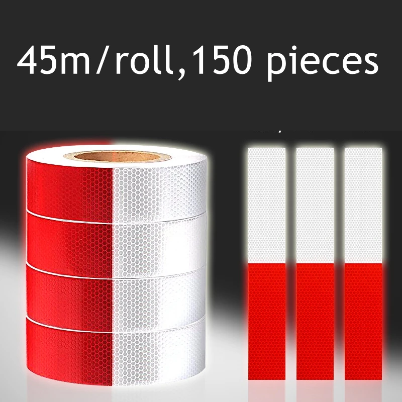 

1Pcs 45m/roll Reflective Stickers Adhesive Tape Car Truck Bike Safety Stickers White Red Reflective Strip Traffic Safety Strip