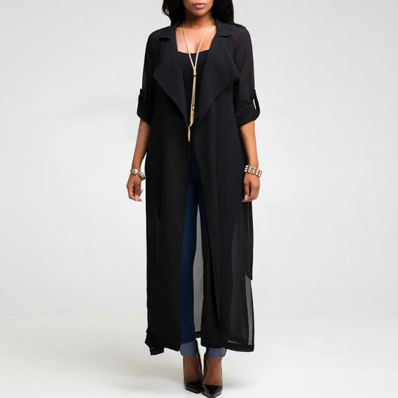 Модный женский Летний шифоновый длинный кардиган Солнцезащитный Макси платье