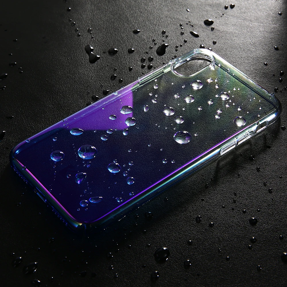 FLOVEME градиентные чехлы для телефонов iPhone XS Max XR Blue Ray чехол ультра тонкий жесткий