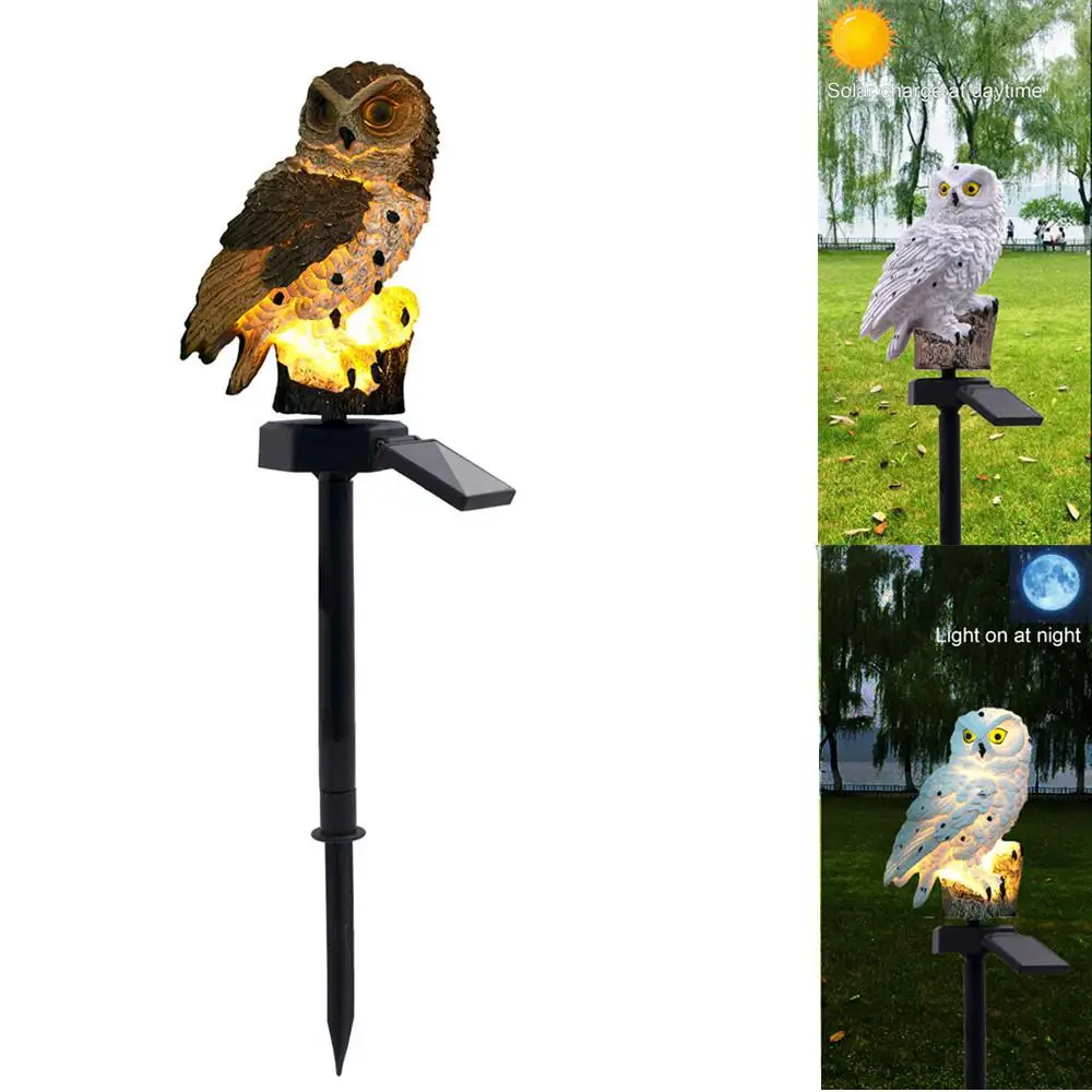 LumiParty Brown Owl Solar LED Lawn &amp Garden Light for Outdoor Yard Lighting Decoration Keep Birds Squirrels Away | Лампы и