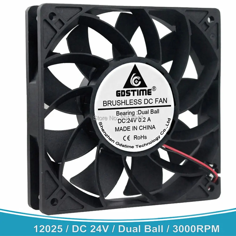 Gdstime 120 мм 12025 DC 24V 2Pin 120x120x25 12 см двойной шариковый подшипник высокого давления