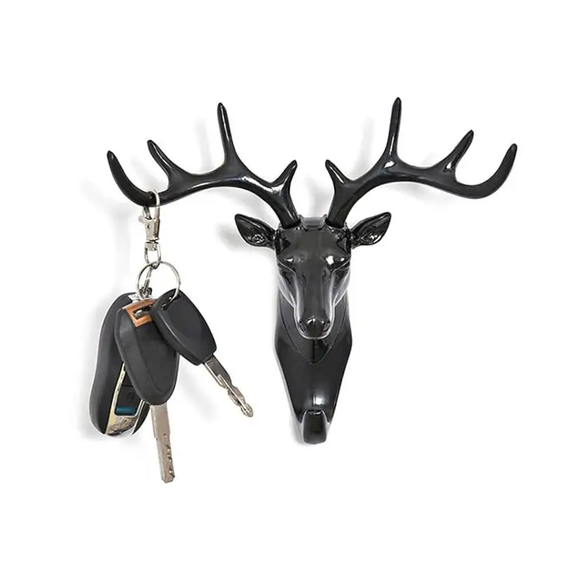 Cartoon Deer Head Animal Self Adhesive Display Racks Hook Clothing Coat Hanger Cap Room Decor Show Wall Bag Keys Sticky Holder | Дом и сад